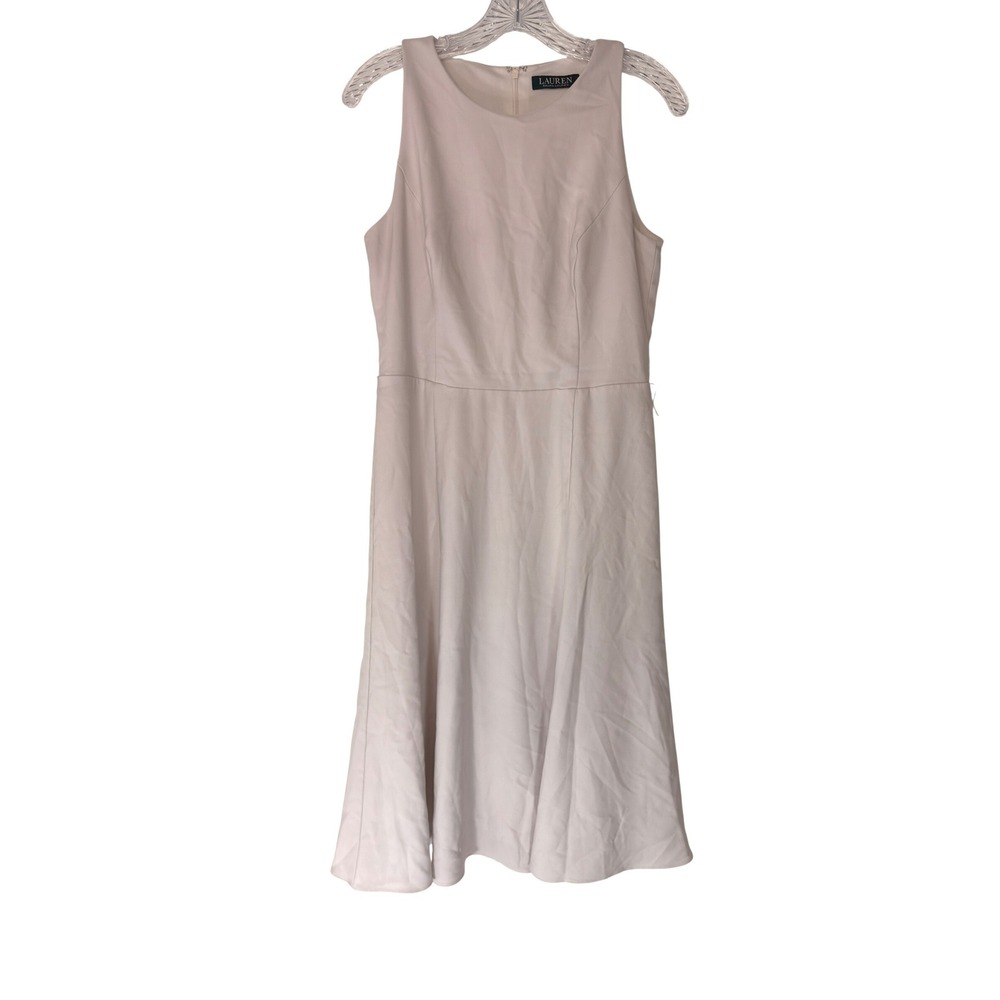 Ralph Lauren Midi Dress Women's Beige Office Work Career Sleeveless Size 10‎